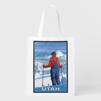 Skier AdmiringUtah Grocery Bag