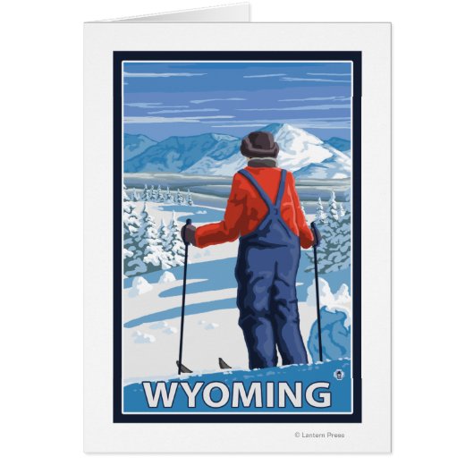 Skier AdmiringWyoming Cards (Front)