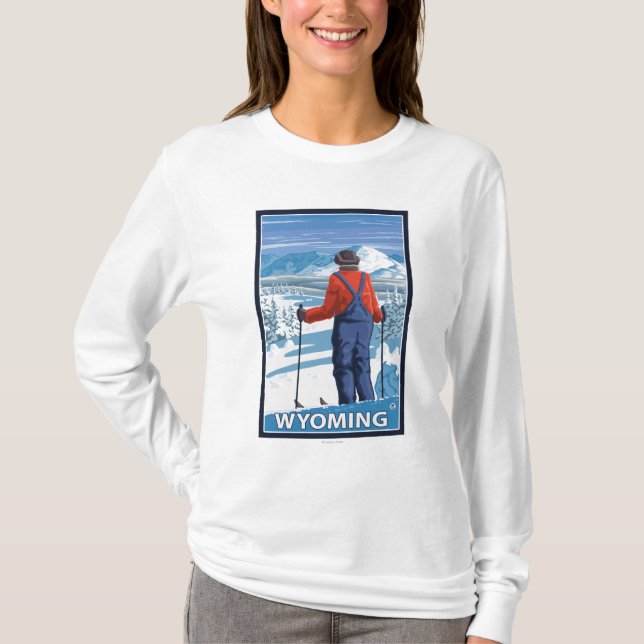 Skier AdmiringWyoming T-Shirt (Front)