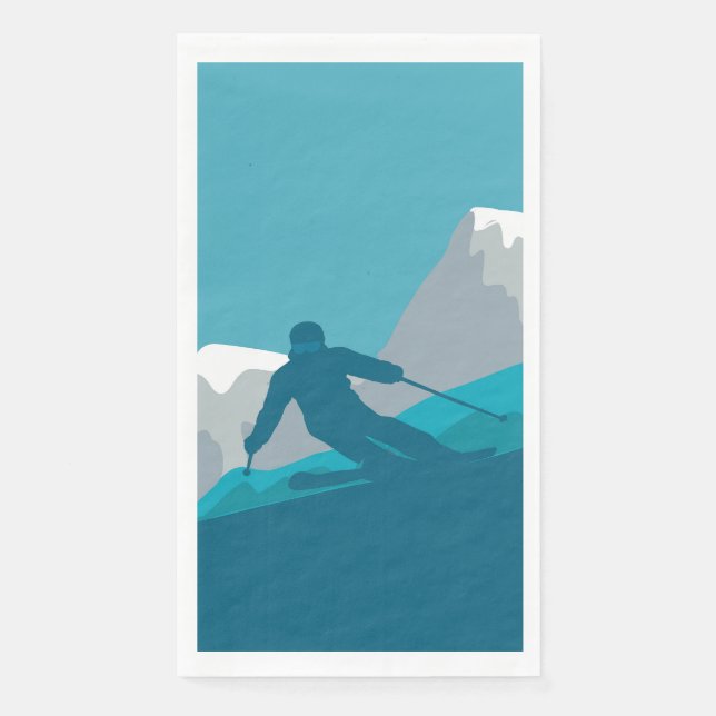 Skier Alpine Skiing Sport Ski Party Paper Guest Towels (Front)