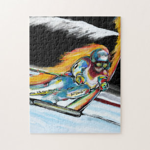 SKIER ART JIGSAW PUZZLE