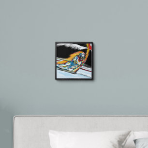 SKIER ART PEEL AND STICK PHOTO TILE