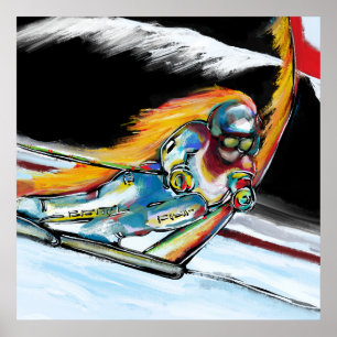 SKIER ART POSTER
