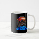 Skier Black And Tan Coonhound Snowboarding Pocket  Coffee Mug<br><div class="desc">Skier Black And Tan Coonhound Snowboarding Pocket</div>