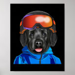 Skier Black Russian Terrier Snowboarding Dog For M Poster