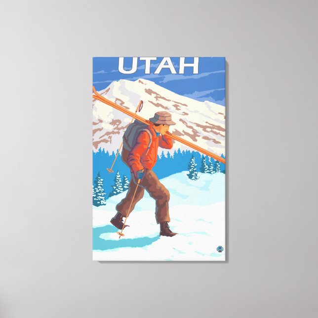 Skier Carrying SkisUtah Canvas Print (Front)