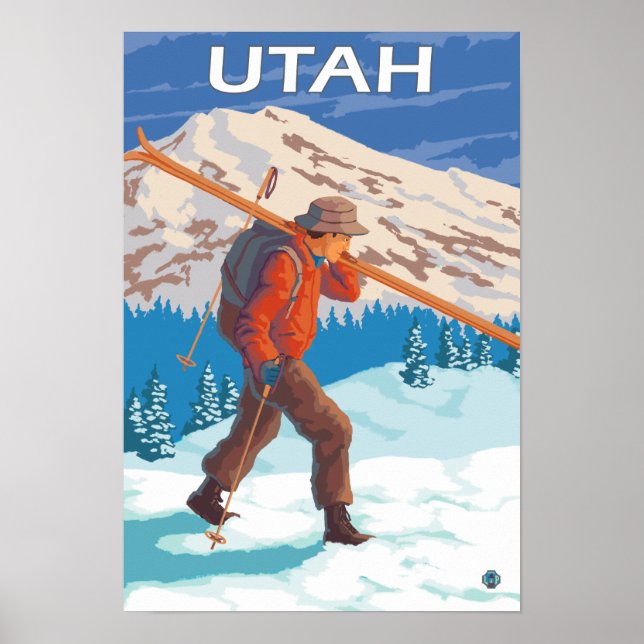 Skier Carrying SkisUtah Poster (Front)