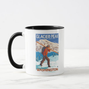 Skier Carrying Snow Skis - Glacier Peak, WA Mug