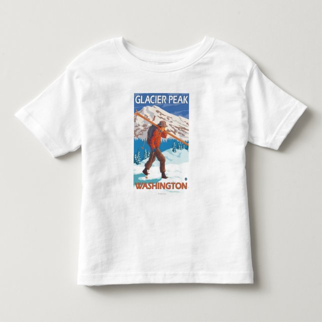 Skier Carrying Snow Skis - Glacier Peak, WA Toddler T-shirt (Front)