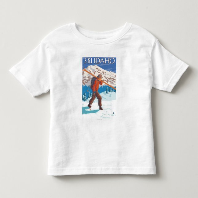 Skier Carrying Snow Skis - Idaho Toddler T-shirt (Front)