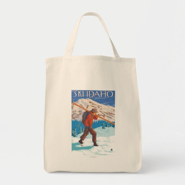 Skier Carrying Snow Skis - Idaho Tote Bag (Front)