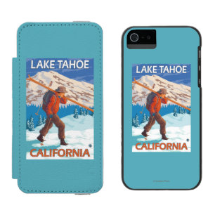 Skier Carrying Snow Skis - Lake Tahoe, Californi iPhone SE/5/5s Wallet Case
