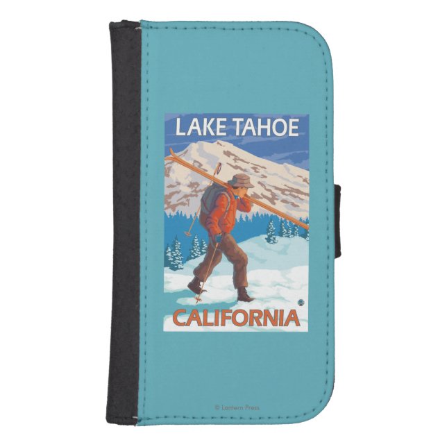 Skier Carrying Snow Skis - Lake Tahoe, Californi Samsung Galaxy Wallet Case (Front)