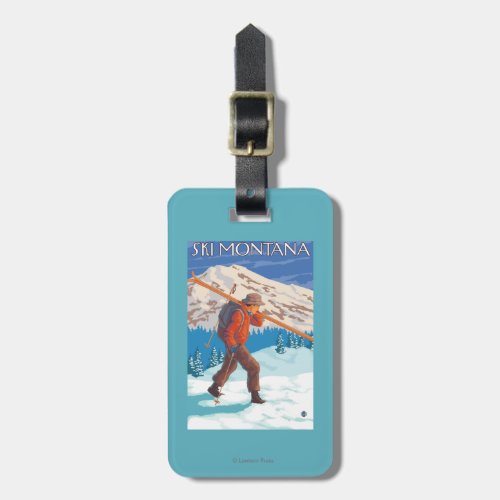 Skier Carrying Snow Skis _ Montana Luggage Tag