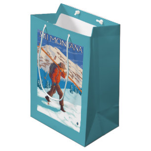 Skier Carrying Snow Skis - Montana Medium Gift Bag