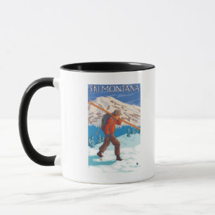 Skier Carrying Snow Skis - Montana Mug