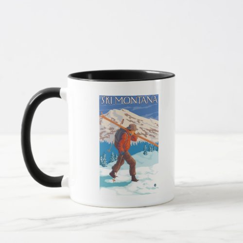 Skier Carrying Snow Skis _ Montana Mug