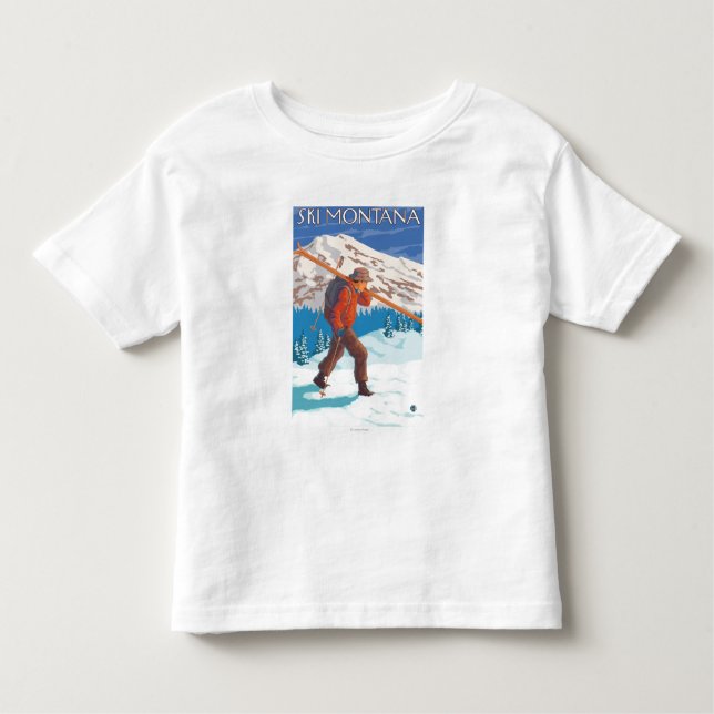 Skier Carrying Snow Skis - Montana Toddler T-shirt (Front)