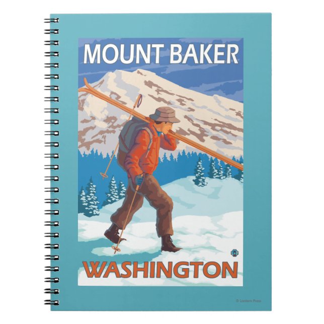 Skier Carrying Snow Skis - Mount Baker, WA Notebook (Front)