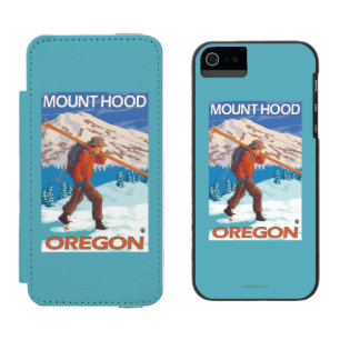 Skier Carrying Snow Skis - Mount Hood, OR iPhone SE/5/5s Wallet Case