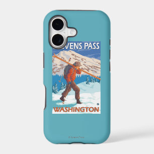 Skier Carrying Snow Skis - Stevens Pass, WA iPhone 17 Case