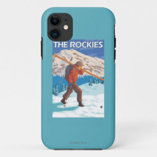 Skier Carrying Snow Skis - The Rockies iPhone 11 Case