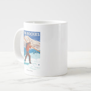 Skier Carrying Snow Skis - The Rockies Giant Coffee Mug
