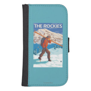 Skier Carrying Snow Skis - The Rockies Galaxy S4 Wallet Case