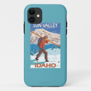 Skier Carrying Snow Skis- Vintage Travel 2 iPhone 11 Case