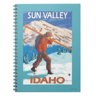Skier Carrying Snow Skis- Vintage Travel 2 Notebook