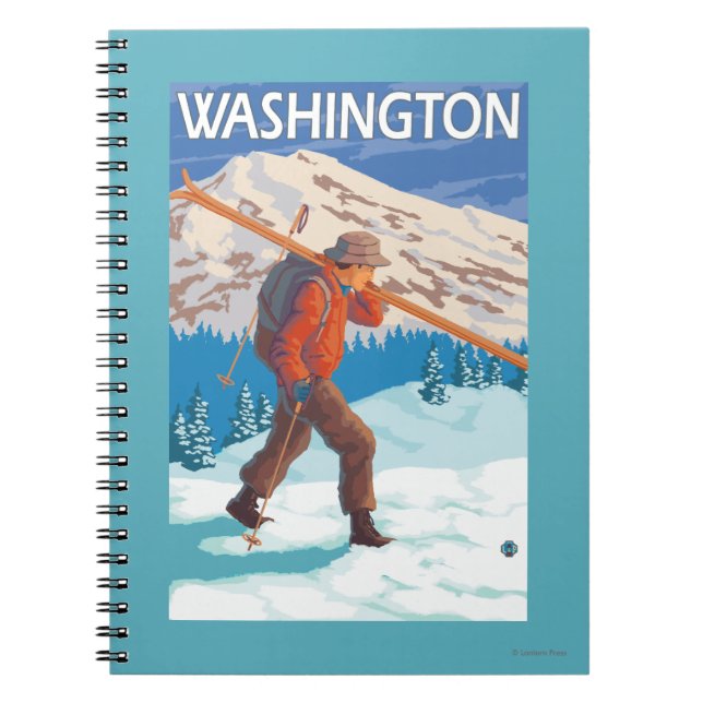 Skier Carrying Snow Skis - Washington Notebook (Front)