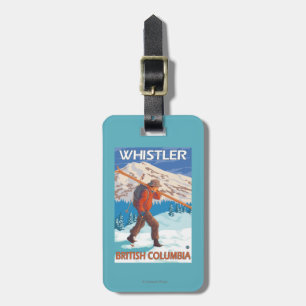 Skier Carrying Snow Skis - Whistler, BC Canada Luggage Tag
