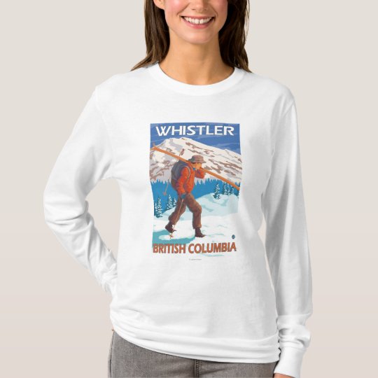 Skier Carrying Snow Skis - Whistler, BC Canada T-Shirt
