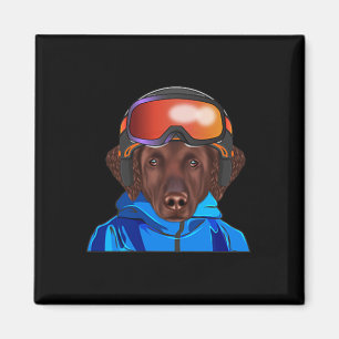 Skier Curly-coated Retriever Snowboarding Pocket Magnet