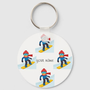 Skier Emoji and '' Your Name Here " Keychain