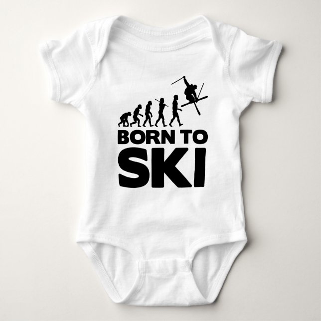 SKIER EVOLUTION BORN TO SKI 02.png Baby Bodysuit (Front)
