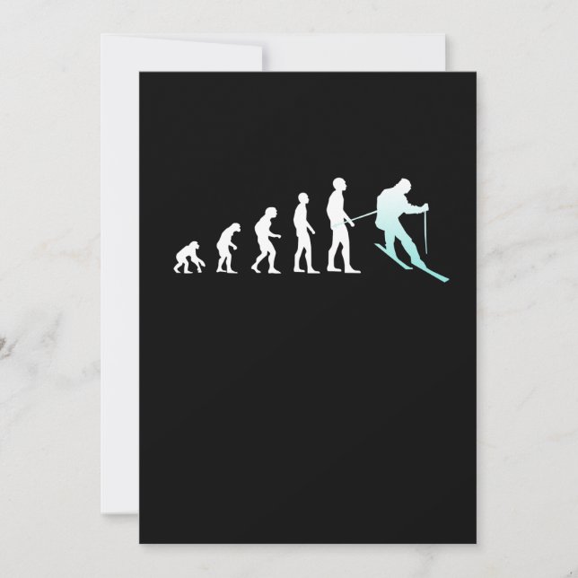 Skier Evolution Skiing Ski Snowboard Winter Sports Thank You Card (Front)