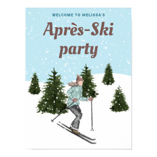 Skier Girl Winter Slopes Après-Ski Party Welcome Poster