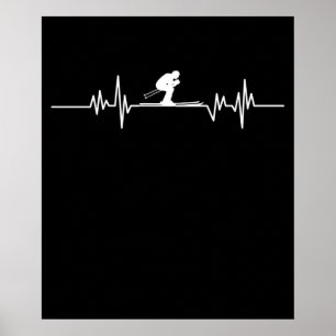 Skier Heartbeat Skiing Ski Snowboard Winter Sports Poster