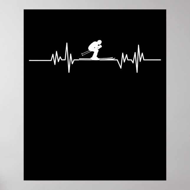 Skier Heartbeat Skiing Ski Snowboard Winter Sports Poster (Front)