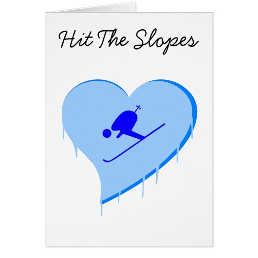 Skier Ice Heart, Hit The Slopes Card (Front)