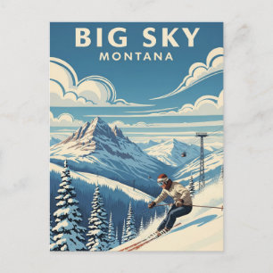 Skier in Big Sky Montana Travel Postcard