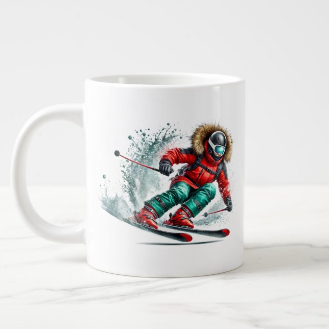 Skier Jumbo  Giant Coffee Mug (Left)