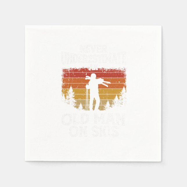 Skier Never Underestimate An Old Man On Skis Napkins (Front)