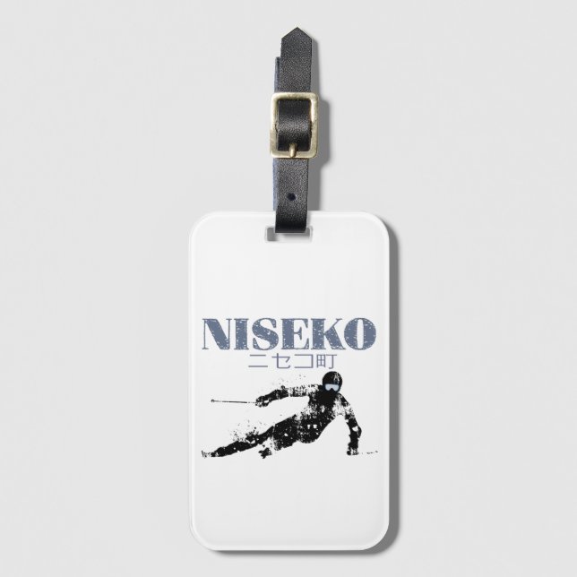  Skier, NISEKO Ski Luggage Tag (Front Vertical)