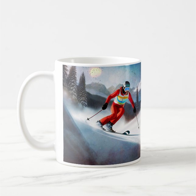 Skier On The Mountain Coffee Mug (Left)