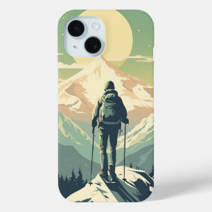 Skier On Top Of The Mountain iPhone 15 Case