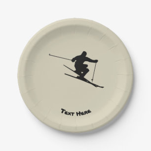 Skier Paper Plates