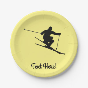 Skier Paper Plates
