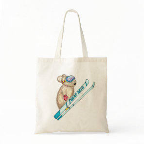 Skier Pika Gets Big Air Illustration Tote Bag
